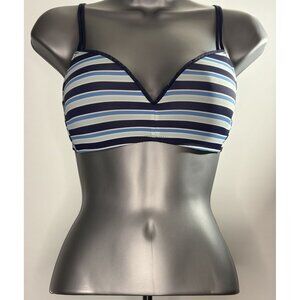 Aerie Sporty Blue White Navy Striped Sporty Lingerie Bra Nautical Cup Size 34C